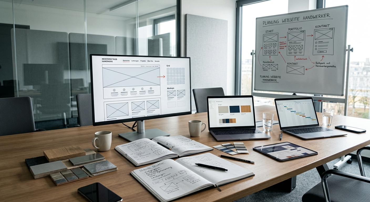 Professionelle gemeinsame Planung einer Website Handwerker mit Webdesign Agentur
